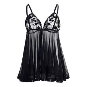 Black Sequin Baby Doll Lingerie XL 16-18 sleepwear chemise and G-string thong